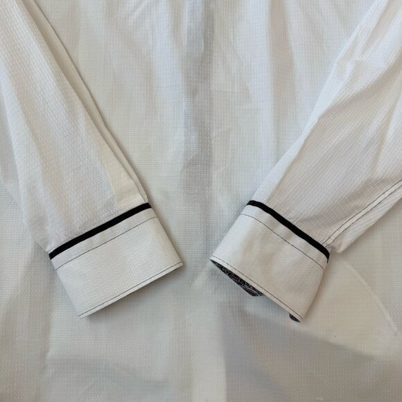NWOT 7 Downie St Button Down Shirt Mens Size 5 Large Flip Cuff Textured White - Picture 5 of 10